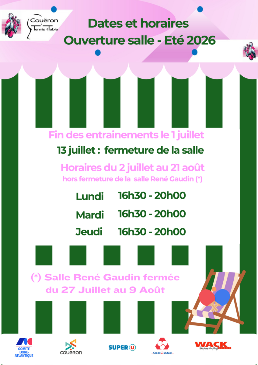 Horaires d'été !