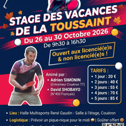 Stage des vacances de la Toussaint - Licenciés & non Licenciés